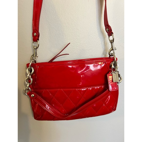 Coach Poppy Red Patent Leather Hangbag NWOT - Picture 4 of 12